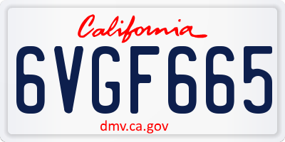 CA license plate 6VGF665