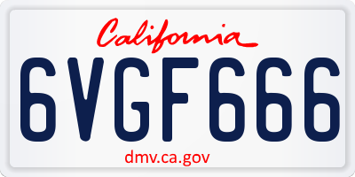 CA license plate 6VGF666