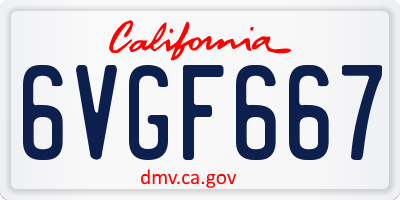CA license plate 6VGF667