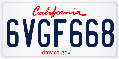 CA license plate 6VGF668