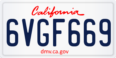 CA license plate 6VGF669