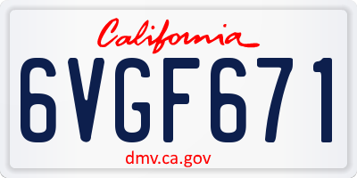 CA license plate 6VGF671