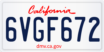 CA license plate 6VGF672
