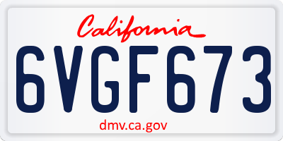 CA license plate 6VGF673