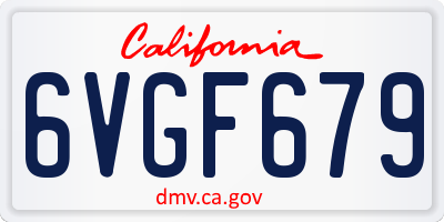 CA license plate 6VGF679