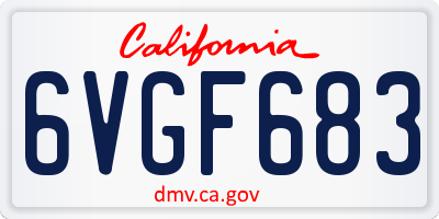 CA license plate 6VGF683