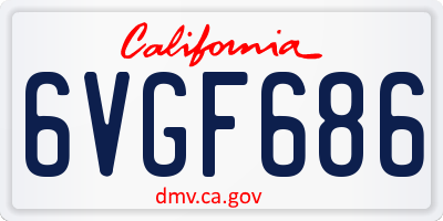 CA license plate 6VGF686