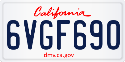 CA license plate 6VGF690