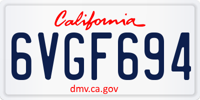 CA license plate 6VGF694