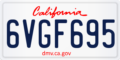 CA license plate 6VGF695