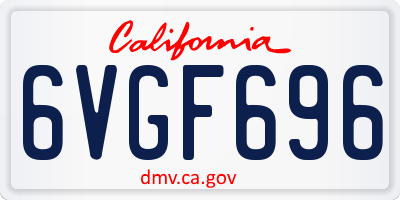 CA license plate 6VGF696
