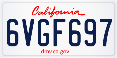 CA license plate 6VGF697