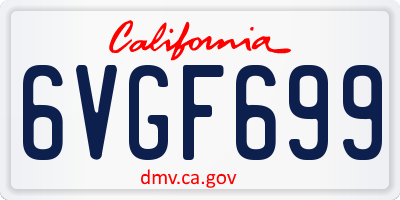 CA license plate 6VGF699