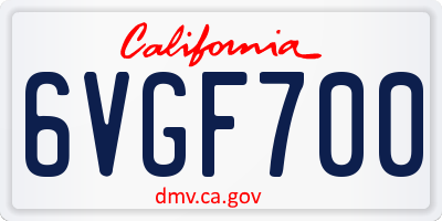 CA license plate 6VGF700
