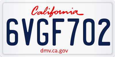 CA license plate 6VGF702