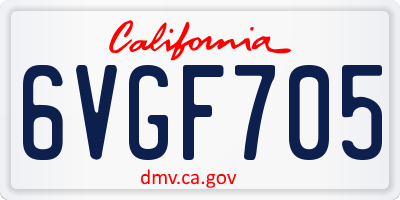CA license plate 6VGF705