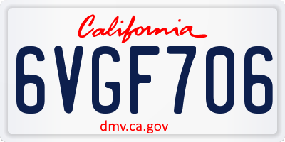 CA license plate 6VGF706