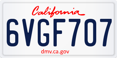 CA license plate 6VGF707
