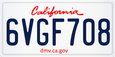 CA license plate 6VGF708