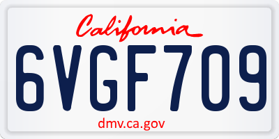 CA license plate 6VGF709