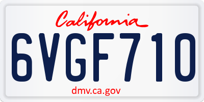 CA license plate 6VGF710