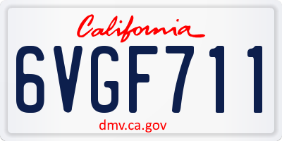 CA license plate 6VGF711