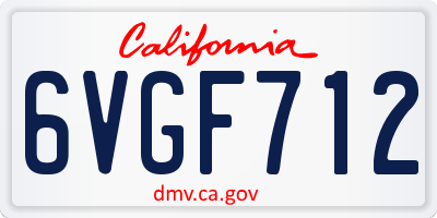CA license plate 6VGF712