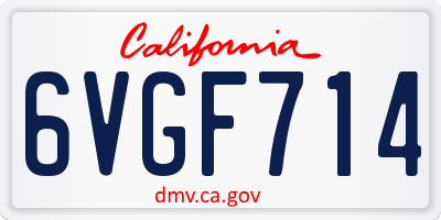 CA license plate 6VGF714