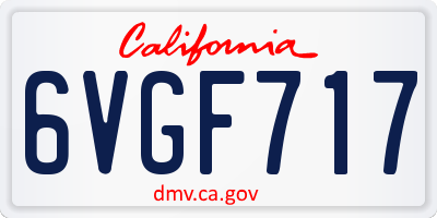 CA license plate 6VGF717
