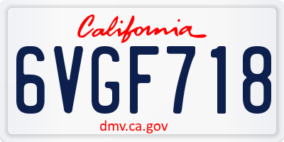 CA license plate 6VGF718