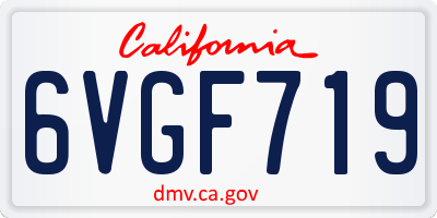 CA license plate 6VGF719