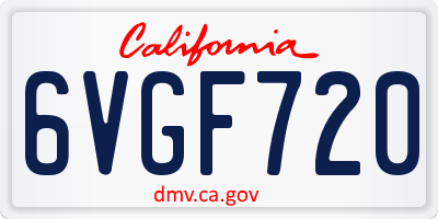 CA license plate 6VGF720
