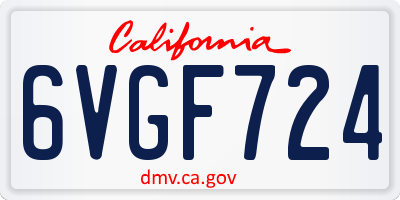 CA license plate 6VGF724