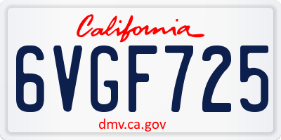 CA license plate 6VGF725