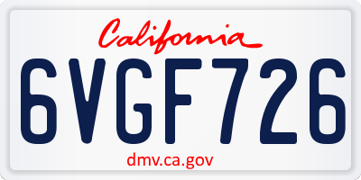 CA license plate 6VGF726