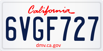 CA license plate 6VGF727