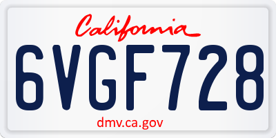 CA license plate 6VGF728