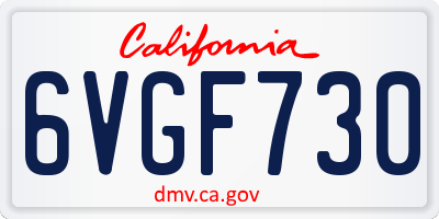 CA license plate 6VGF730