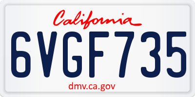 CA license plate 6VGF735