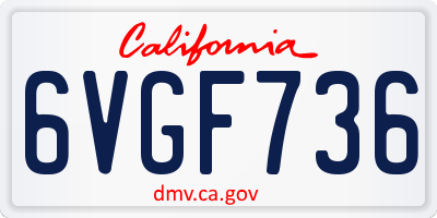 CA license plate 6VGF736