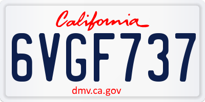 CA license plate 6VGF737