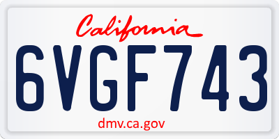 CA license plate 6VGF743