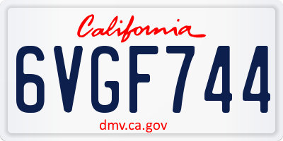 CA license plate 6VGF744