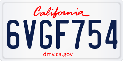 CA license plate 6VGF754