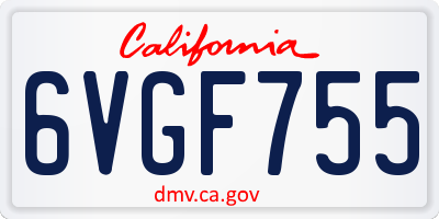 CA license plate 6VGF755