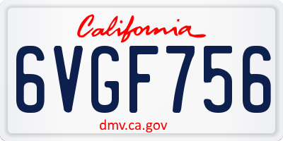 CA license plate 6VGF756
