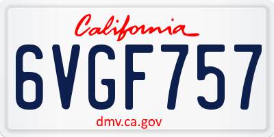 CA license plate 6VGF757