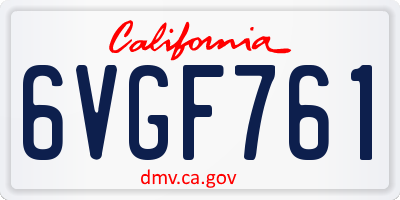 CA license plate 6VGF761