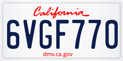 CA license plate 6VGF770