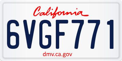 CA license plate 6VGF771